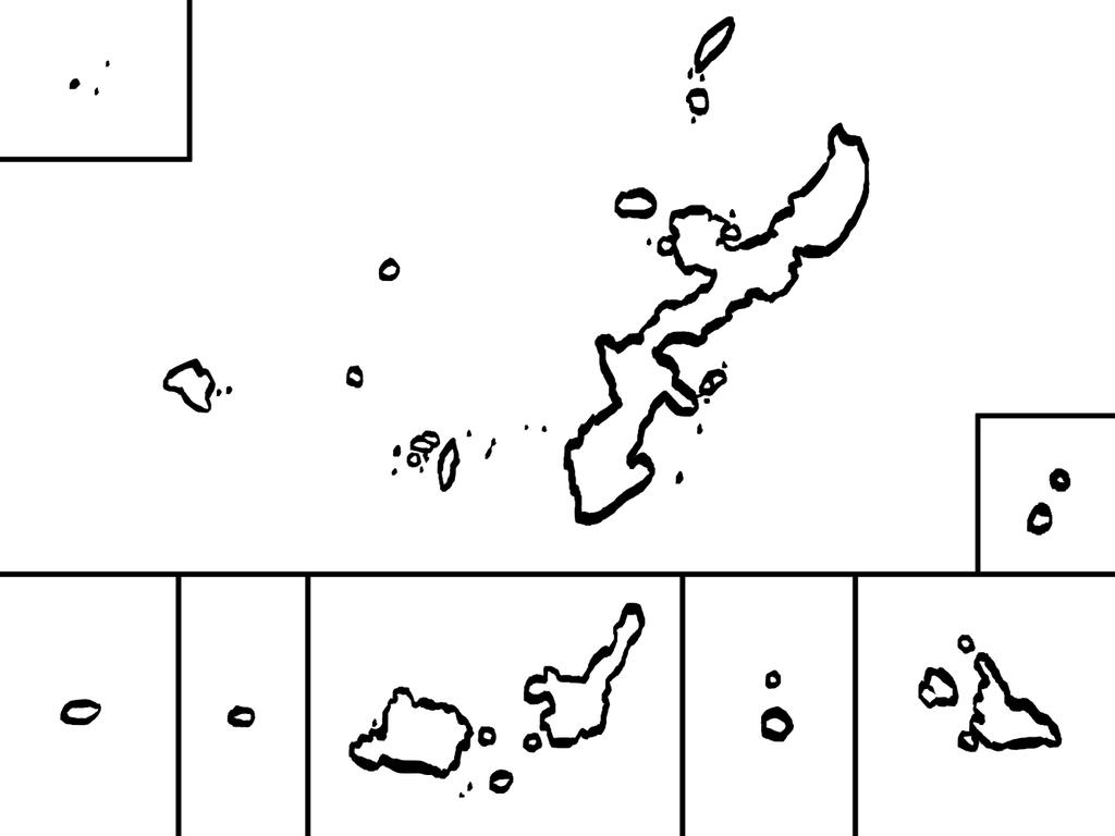 筆タッチで描いた沖縄県地図のイラスト