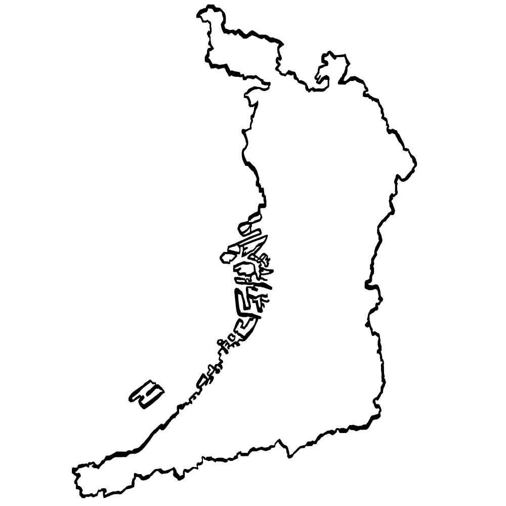 筆タッチで描いた大阪府地図のイラスト