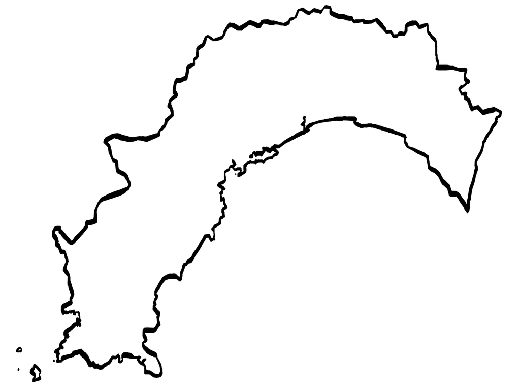 筆タッチで描いた高知県地図のイラスト