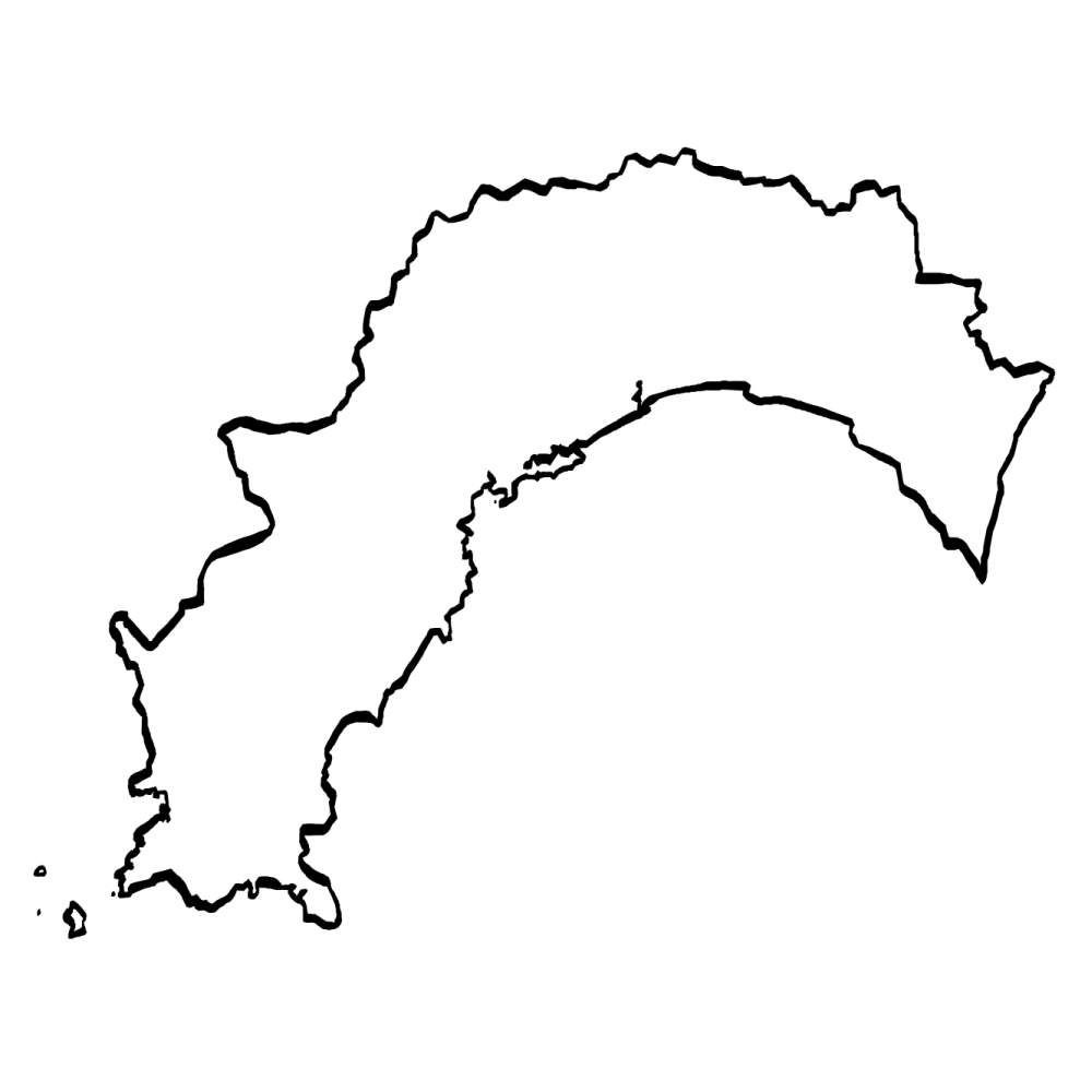 筆タッチで描いた高知県地図のイラスト
